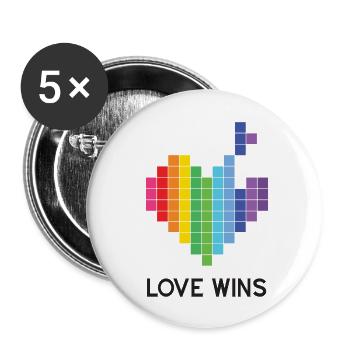 Pride Month LGBT - Love Wins - Buttons small 1''/25 mm (5-pack) - white - Front