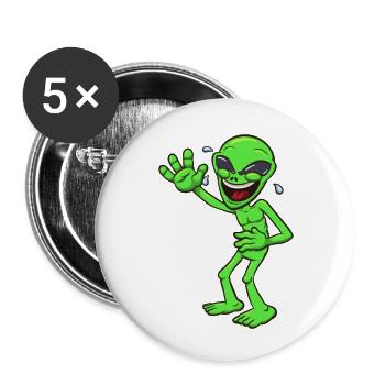 Laughing Alien - Buttons small 1''/25 mm (5-pack) - white - Front