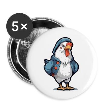 Bobby the grumpy rooster - Buttons small 1''/25 mm (5-pack) - white - Front