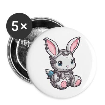 Cyber Bunny 1 - Buttons klein 25 mm (5er Pack) - Weiß - Vorne