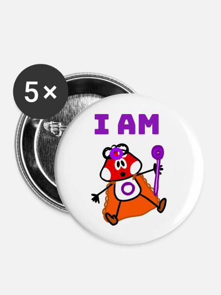 I am O! - Buttons klein 25 mm (5er Pack) - Weiß