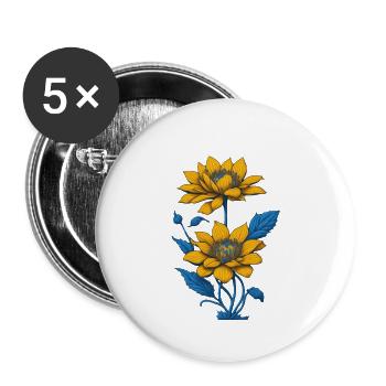 Sonnenblume - Mohnblume - Buttons klein 25 mm (5er Pack) - Weiß - Vorne