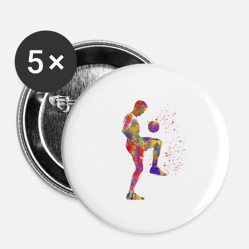 Soccer player - Buttons small 1''/25 mm (5-pack) - white