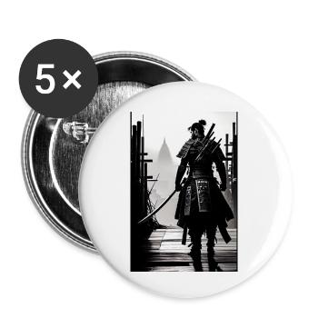 Samurai Black and White Design - Buttons small 1''/25 mm (5-pack) - white - Front