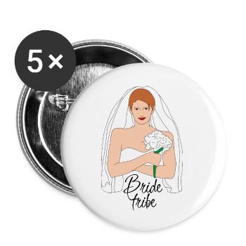 bride tribe braun 2 - Buttons klein 25 mm (5er Pack) - Weiß - Vorne