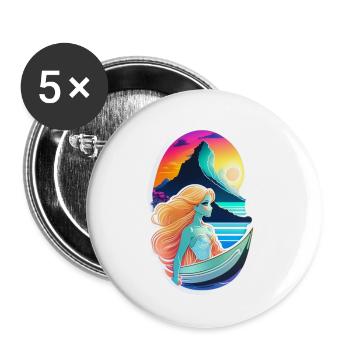 Surfen - Hawaii - Manga - Buttons klein 25 mm (5er Pack) - Weiß - Vorne