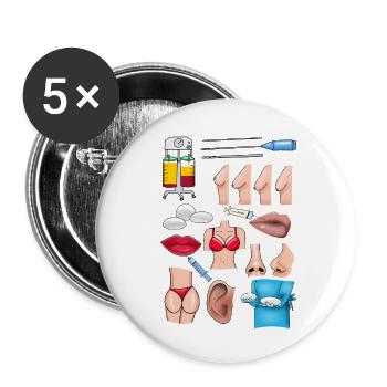 Plastische chirurgie - Buttons klein 25 mm (5er Pack) - Weiß - Vorne