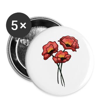 Mohnblumen - Buttons klein 25 mm (5er Pack) - Weiß - Vorne