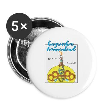 stylisches vintage T-Shirt mit Spruch bayrisch - Buttons klein 25 mm (5er Pack) - Weiß - Vorne
