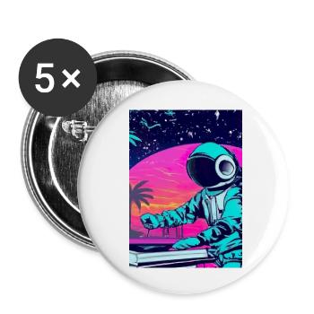 Astronaut DJ im Weltraum - Buttons klein 25 mm (5er Pack) - Weiß - Vorne