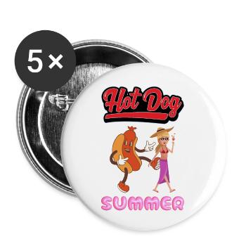 Hot Dog Summer Girl - Buttons small 1''/25 mm (5-pack) - white - Front