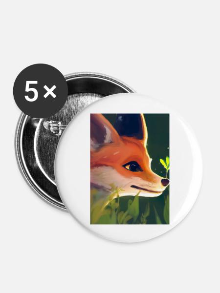 Niedliche Fuchs-Malerei - Buttons klein 25 mm (5er Pack) - Weiß