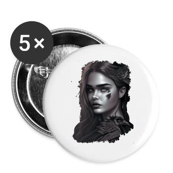 fantasy girl dark black and white - Buttons klein 25 mm (5er Pack) - Weiß - Vorne