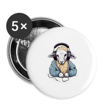 Liko the music lover sheep - Buttons small 1''/25 mm (5-pack) - white - Front