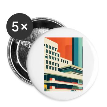 Minimalistisches Stadthaus - Buttons klein 25 mm (5er Pack) - Weiß - Vorne