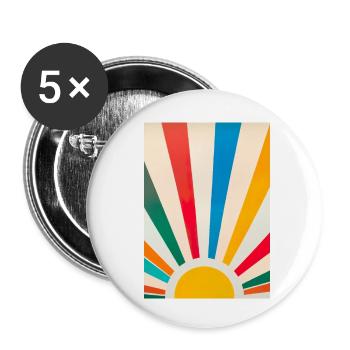 Minimalistische Sonne - Buttons klein 25 mm (5er Pack) - Weiß - Vorne