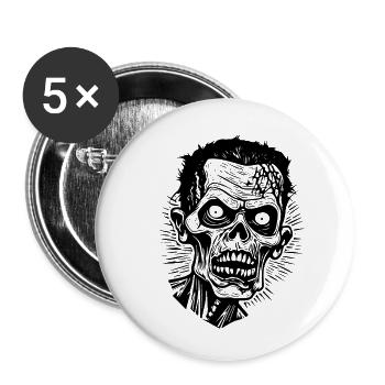 Zombie Untoter Halloween Horror - Buttons klein 25 mm (5er Pack) - Weiß - Vorne