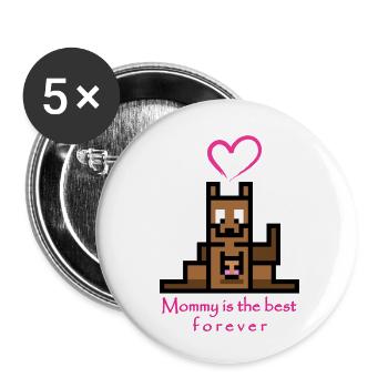 Momie kangourou avec bébé - Lot de 5 petits badges (25 mm) - blanc - Devant