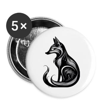 Minimalistic Black & White Fox - Buttons klein 25 mm (5er Pack) - Weiß - Vorne