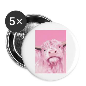 Rosa Kuh - Buttons klein 25 mm (5er Pack) - Weiß - Vorne