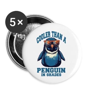 Cooler Pinguin mit Sonnenbrille - Buttons klein 25 mm (5er Pack) - Weiß - Vorne