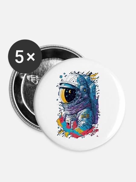Astronaut - Buttons klein 25 mm (5er Pack) - Weiß