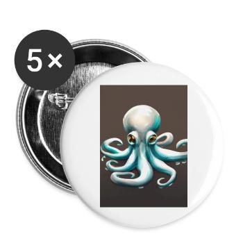 Niedlicher Oktopus - Buttons klein 25 mm (5er Pack) - Weiß - Vorne