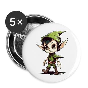 Lefo the little elf - Buttons small 1''/25 mm (5-pack) - white - Front