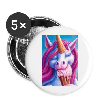 Eiscreme Einhorn - Buttons klein 25 mm (5er Pack) - Weiß - Vorne