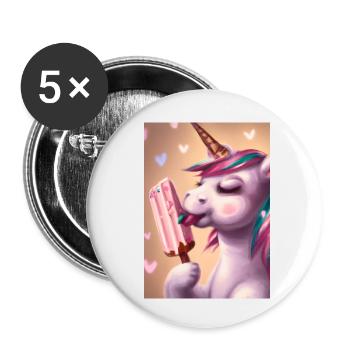 Eiscreme Einhorn - Buttons klein 25 mm (5er Pack) - Weiß - Vorne