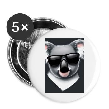Koala mit Sonnenbrille - Buttons klein 25 mm (5er Pack) - Weiß - Vorne