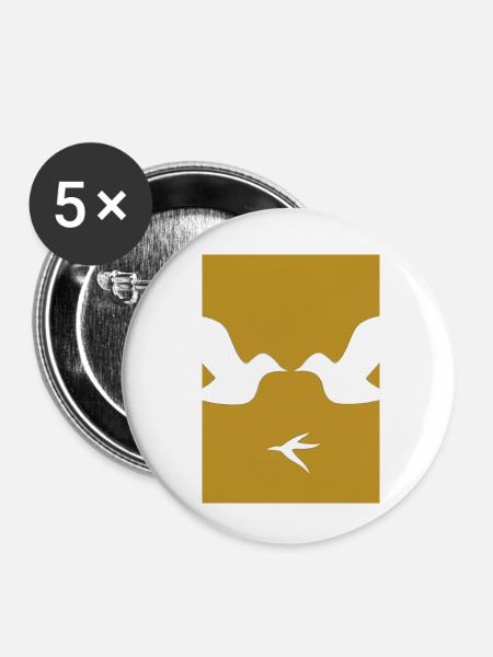 Liebende Vögel - Buttons klein 25 mm (5er Pack) - Weiß