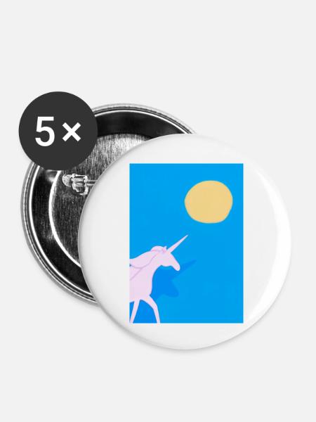 Minimales Einhorn - Buttons klein 25 mm (5er Pack) - Weiß