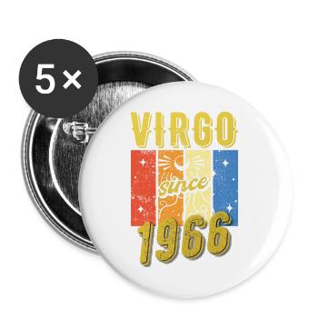 Vierge 1966 Cadeau d’anniversaire du zodiaque - Lot de 5 petits badges (25 mm) - blanc - Devant