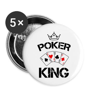 Roi du poker 1 - Lot de 5 petits badges (25 mm) - blanc - Devant