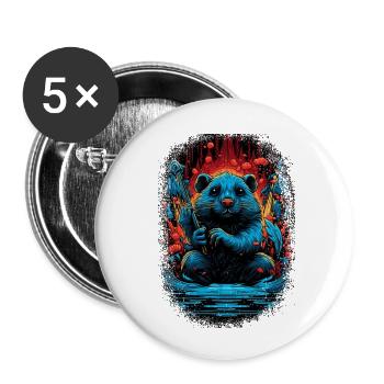 jokes bobr beavers bever beaver dam canadian - Buttons klein 25 mm (5er Pack) - Weiß - Vorne