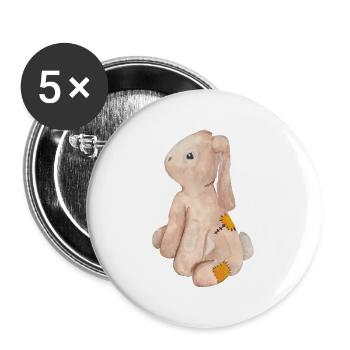 Samtkaninchen Spielzeug Aquarellmalerei - Buttons klein 25 mm (5er Pack) - Weiß - Vorne