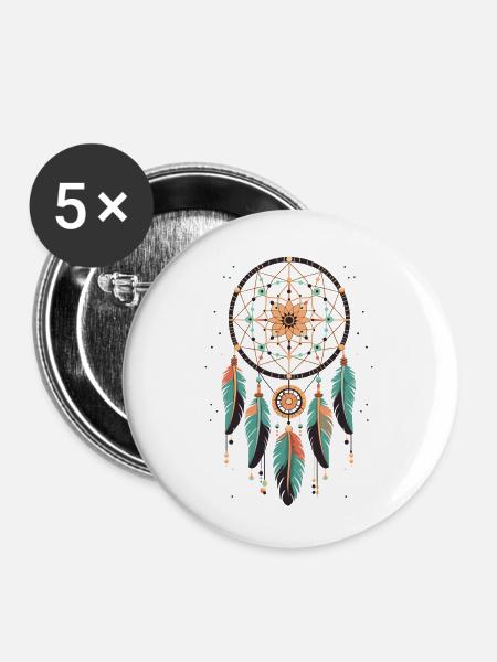 Traumfänger - Buttons klein 25 mm (5er Pack) - Weiß