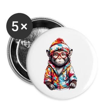 Coole Affe - Buttons klein 25 mm (5er Pack) - Weiß - Vorne