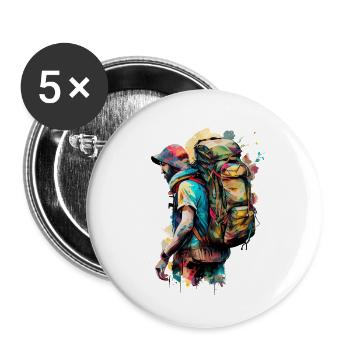 Graffiti Backpacker Design - Buttons klein 25 mm (5er Pack) - Weiß - Vorne