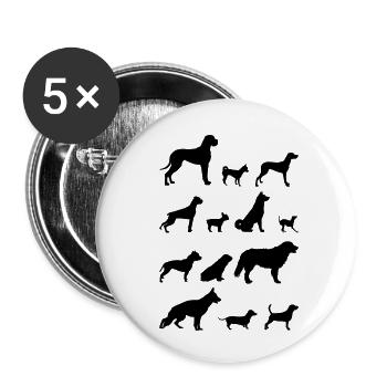 Dog Silhouette 1 - Buttons small 1''/25 mm (5-pack) - white - Front