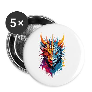 Cool Dragon - Buttons small 1''/25 mm (5-pack) - white - Front