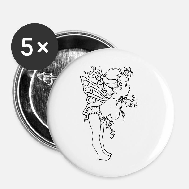 Engel Amor Elf - Buttons klein 25 mm (5er Pack) - Weiß