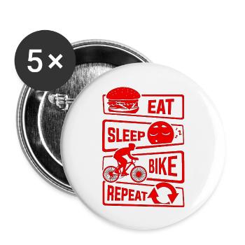 Radfahrer Radfahren BMX Fahrrad Sport Mountainbiken Hobby - Buttons klein 25 mm (5er Pack) - Weiß - Vorne