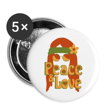 Peace and Love - Buttons small 1''/25 mm (5-pack) - white - Front