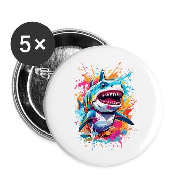 Shark - Buttons small 1''/25 mm (5-pack) - white - Front