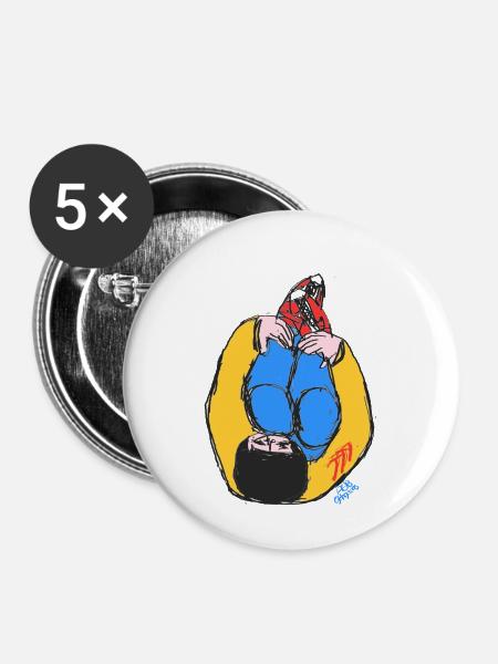 Hip Hop v2 00 - Buttons klein 25 mm (5er Pack) - Weiß