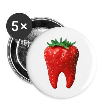 Strawberry in the shape of a tooth - Buttons small 1''/25 mm (5-pack) - white - Front