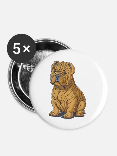 Shar-Pei - Buttons klein 25 mm (5er Pack) - Weiß