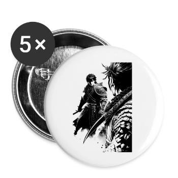 Samurai Black and White Design - Buttons small 1''/25 mm (5-pack) - white - Front